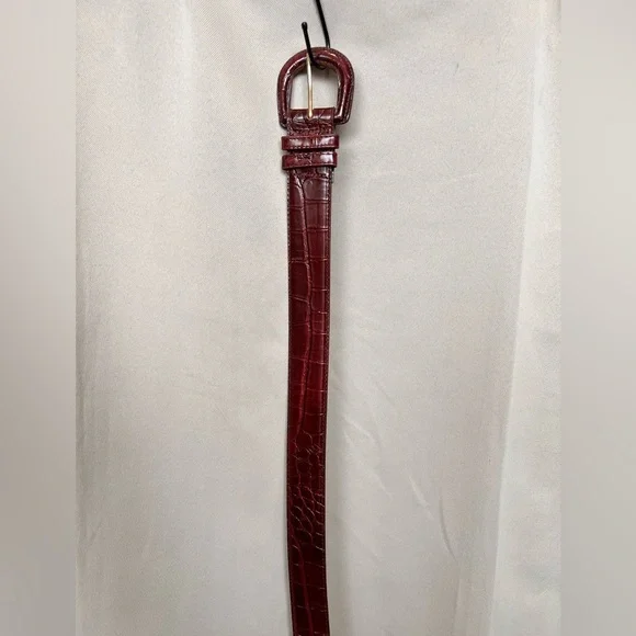 Nordstrom Oxblood Brown Alligator Embossed Leather Belt Size M 30 Made in USA - Picture 2 of 4